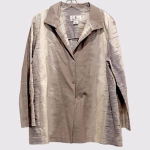Emmelle Design Snap Front Abstract Cotton Linen Blazer Sz M
